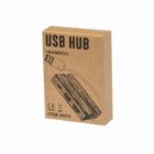 Brown box labeled “USB HUB” with a drawing of a bamboo USB hub and a USB cable.