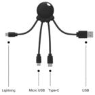 Octopus-shaped hub with cables for Lightning, Micro USB, Type-C, and USB connections.