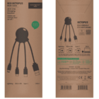 Two brown boxes showing the Eco Octopus multi charging cable with four different connectors.