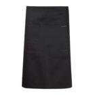 Black waist apron with a front pocket, displayed on a plain white background.