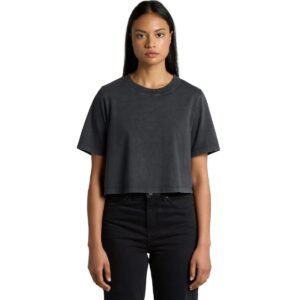 Wo's Stone Wash Heavy Crop Tee