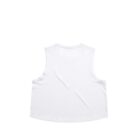White sleeveless tank top shown from the back on a plain white background.