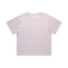 A plain light pink short-sleeve T-shirt laid flat on a white background.