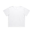 Plain white short-sleeve T-shirt laid flat on a white background.