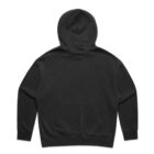 Black hooded sweatshirt shown from the back on a plain white background.