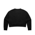 Back view of a plain black long-sleeve sweatshirt on a white background.