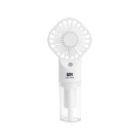 A white portable handheld fan with a circular grid design on the front, mounted above a transparent water reservoir. It features a button on the front and the letters LCH LOGO printed below the fan.