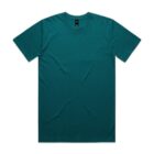 Plain teal short-sleeve t-shirt laid flat on a white background.