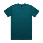 Plain teal short-sleeve t-shirt laid flat on a white background.