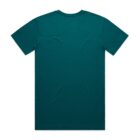 Plain teal t-shirt displayed flat, showing the back side against a white background.