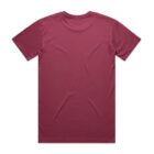 Back view of a plain maroon short-sleeve t-shirt on a white background.