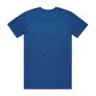 Plain blue short-sleeve t-shirt shown from the back on a white background.