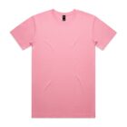 Plain light pink short-sleeve t-shirt laid flat on a white background.