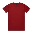 Plain red short-sleeve t-shirt laid flat on a white background.