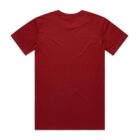 Plain red short-sleeve t-shirt shown from the back on a white background.