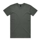 Plain dark green short-sleeve t-shirt laid flat on a white background.