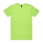 Lime green short-sleeve t-shirt laid flat on a white background.