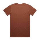 Plain brown short-sleeve t-shirt shown from the back on a white background.
