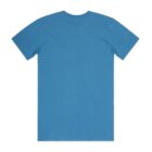 Plain blue t-shirt shown from the back, laid flat on a white background.