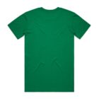 Plain green short-sleeve t-shirt, shown from the back, on a white background.