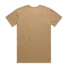 Plain light brown t-shirt shown from the back, with some visible wrinkles on the fabric.