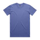 Plain lavender blue short-sleeve t-shirt laid flat on a white background.