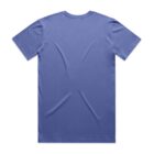 Plain blue short-sleeve t-shirt shown from the back against a white background.