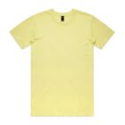 Plain light yellow t-shirt laid flat on a white background.