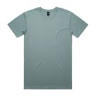 Plain light teal short-sleeve T-shirt laid flat on a white background.