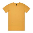 Plain yellow t-shirt laid flat on a white background.