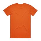 Plain orange short-sleeve t-shirt shown from the back against a white background.