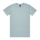 Plain light blue short-sleeve t-shirt laid flat on a white background.
