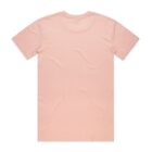 Back view of a plain light pink t-shirt on a white background.