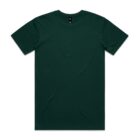 Plain dark green short-sleeve t-shirt laid flat on a white background.