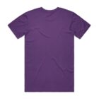 Plain purple short-sleeve t-shirt shown from the back against a white background.