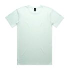 Plain light mint green short-sleeve t-shirt laid flat on a white background.