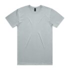Plain light gray t-shirt laid flat with slight wrinkles on the front.