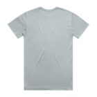 Plain light gray t-shirt laid flat, viewed from the back, with subtle creases visible.