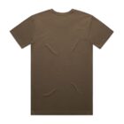 Plain brown short-sleeve t-shirt shown from the back on a white background.