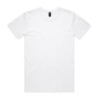 Plain white short-sleeve crew neck t-shirt laid flat on a white background.