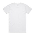 Plain white t-shirt laid flat, shown from the back against a white background.