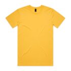 Plain yellow short-sleeve t-shirt laid flat on a white background.
