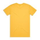 Plain yellow short-sleeve t-shirt shown flat from the back on a white background.