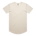 Plain beige short-sleeve T-shirt laid flat on a white background.
