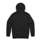 Black hooded sweatshirt shown from the back on a white background.