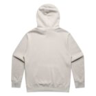 Beige hoodie shown from the back, with the hood up and sleeves laid flat.
