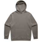 A plain gray hooded sweatshirt with a front pocket, laid flat on a white background.
