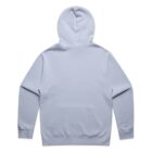 Light gray hooded sweatshirt shown flat, back side facing up against a white background.