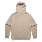 Beige hooded sweatshirt shown from the back against a white background.