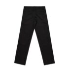 Black dress pants shown from the back, with belt loops and two back pockets.